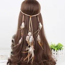 Богемный головной убор ручной работы в этническом стиле, украшенный цыганским бисером, повязка на голову из дерева с бисером и перьями, заколка для волос, женские индийские ювелирные изделия