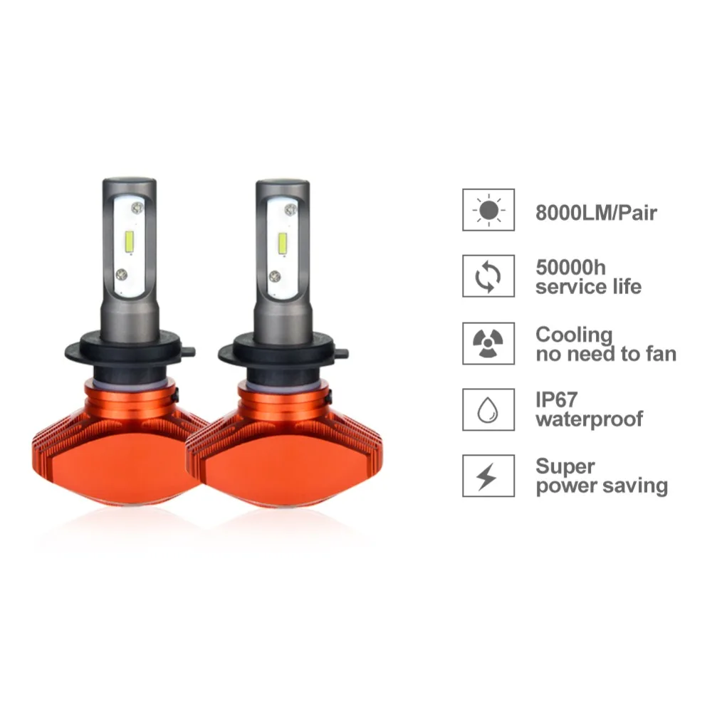 2 шт. светодиодный Автомобильный свет лампы 12 V H1 H4 H7 H11 9005 9006 CSP 6500 к белый 80 Вт