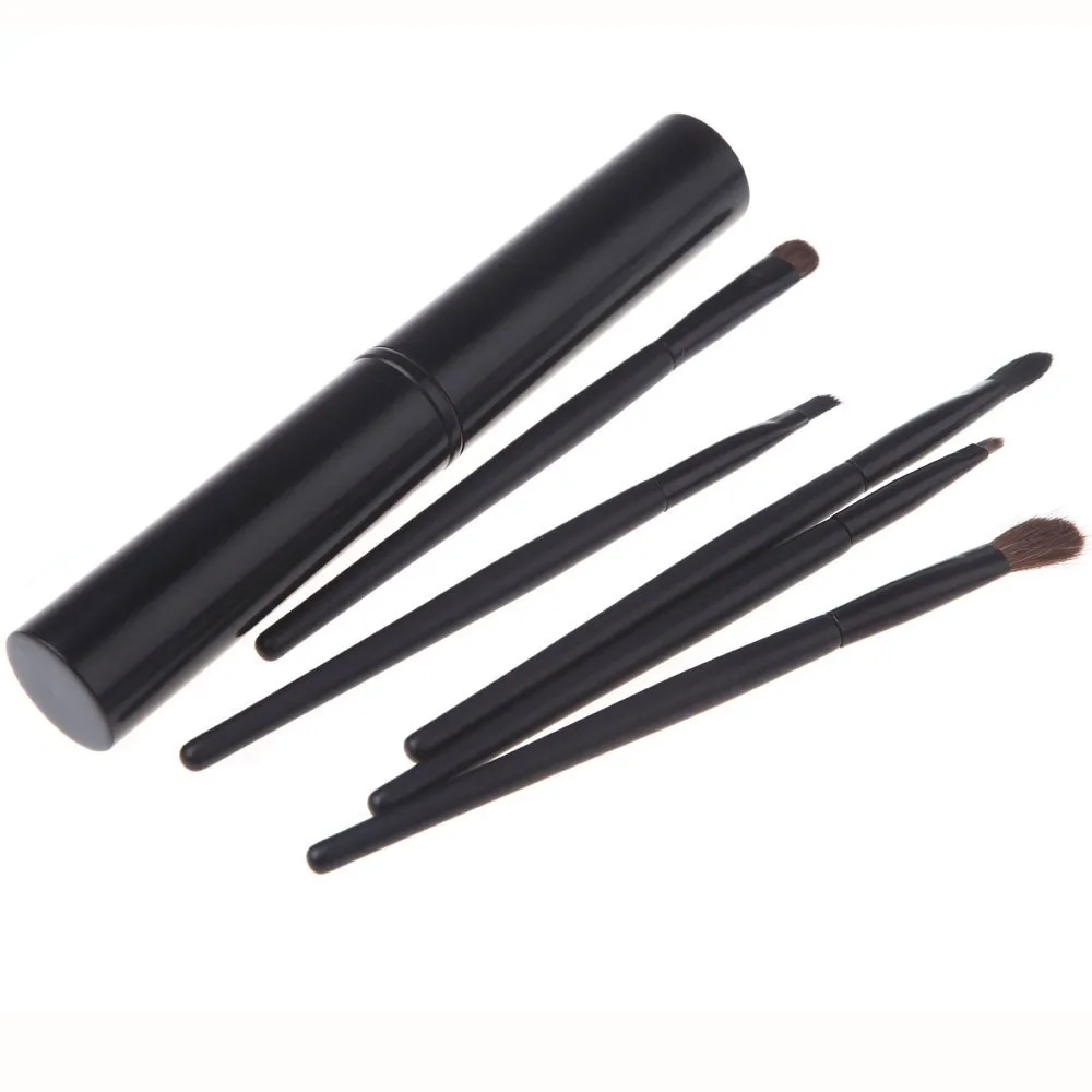 Professional Eye Cosmetics Makeup Tools Travel Makeup Brushes 5 Pcs with Cylindrical Tube Make Up Beauty Kit Set  (35)