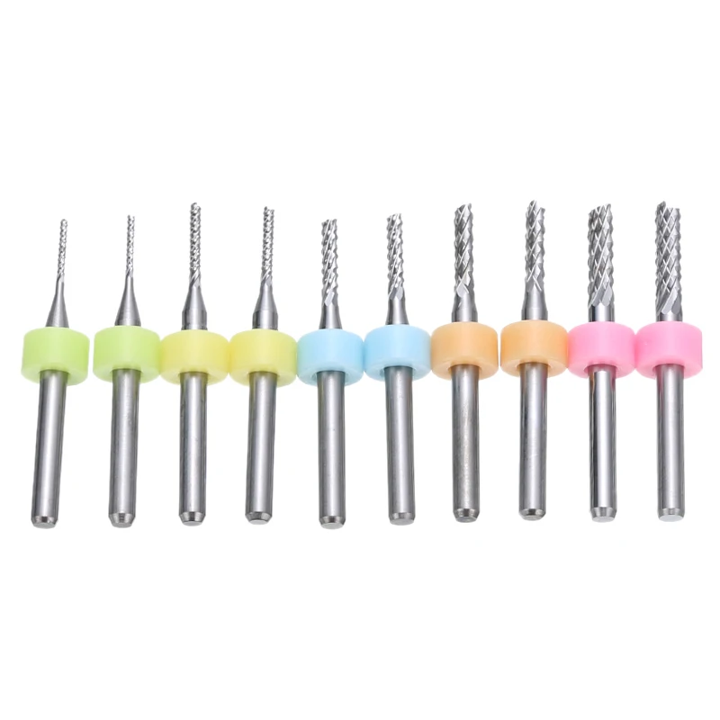 10PCS 1/1.5/2/2.5/3mm Micro Drill Bits Set Carbide Engraving Drilling Bit for PCB CNC Rotary Cutter Milling Cutting Tools