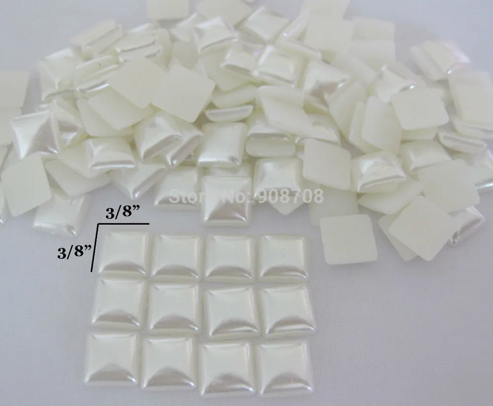 

Free shipping 200Pcs Square Shape ivory flat back Pearl Buttons 10mm*10mm Craft Clothing Accessory