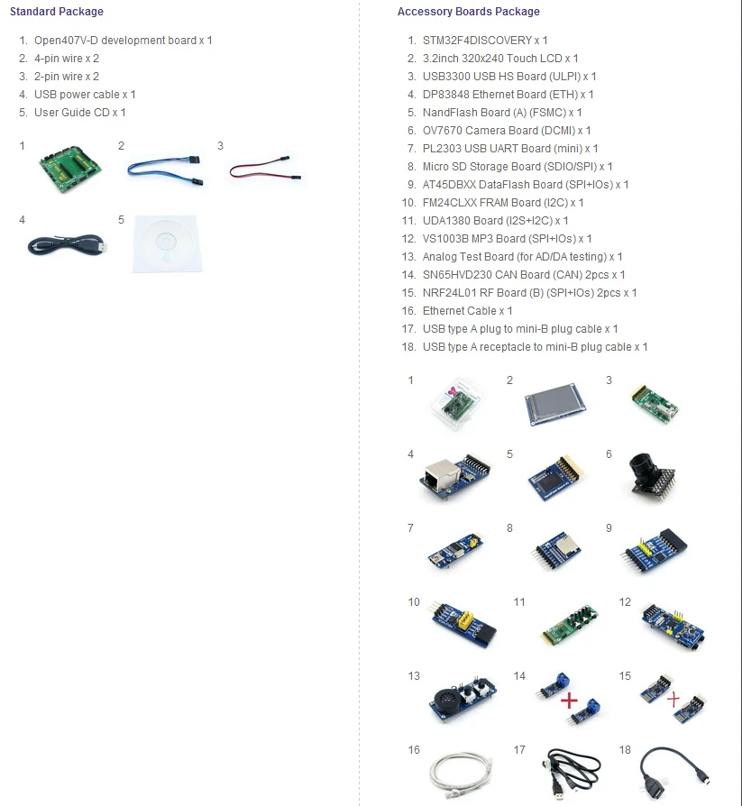 STM32F4DISCOVERY STM32F407VGT6 STM32F407 STM32 ARM Cortex-M4 макетная плата (1 Мб флэш) + 17 модули комплект = Open407V-D посылка B