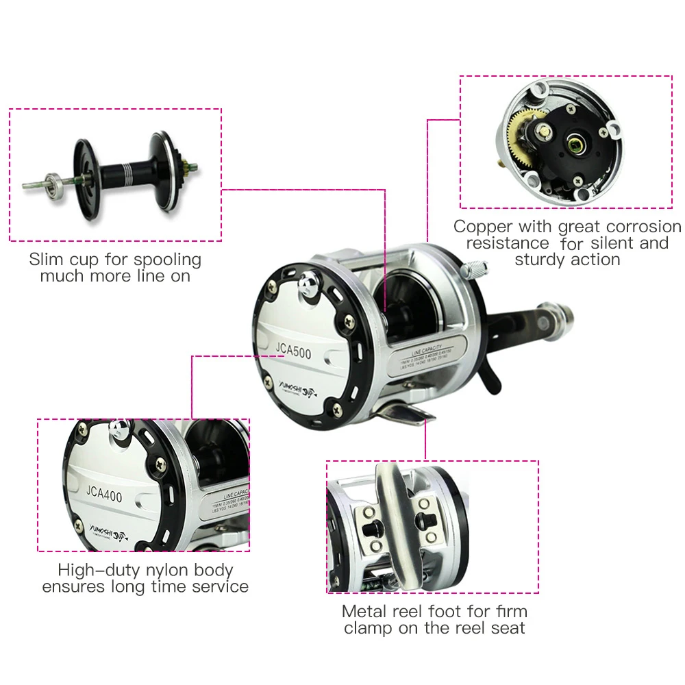 Yumoshi алюминиевый сплав 12+ 1 BB шарикоподшипник Троллинг Рыболовная катушка барабан Рыболовная катушка правая рука Лодка Рыболовная катушка