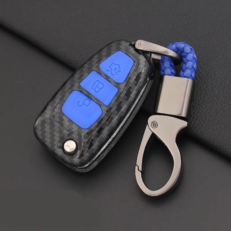 ABS-Carbon-Fiber-Shell-Silicone-3-Button-Key-Case-Cover-Key-Protector-For-Ford-Ranger-C