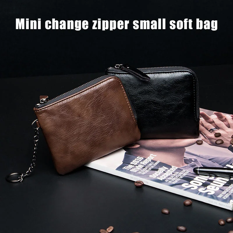 

Men Women Mini Wallet Leather 4 Slots Soft Small Zipper Change Purse New