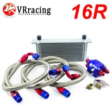 VR RACING-UNIVERSAL 16 ROW AN10 ENGINE TRANSMISS OIL COOLER KIT +FILTER RELOCATION BLUE VR7016S+6724BR+3PCS