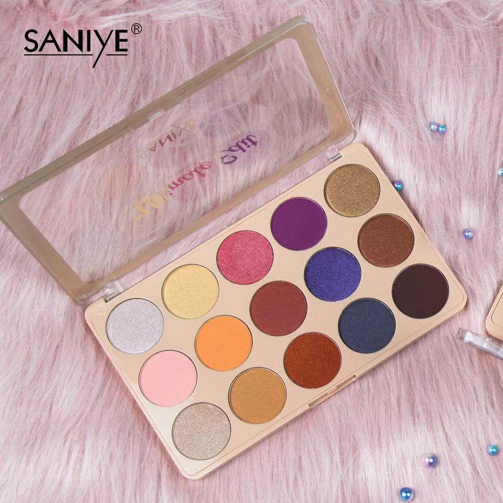

SANIYE 15 Color Pink Shining Eyeshadow Palette Waterproof Eye Shadow Pallete Matt Powder Cosmetics Make Up Palette E1515