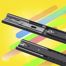 Stainless Steel drawer slide With damping drawer rail keyboard tray slides soft close drawer slides schuifdeur rails hotsale 32pairs portable 3 fold telescopic 22 drawer runners steel ball home office slides rails heavy duty mute buffer rails
