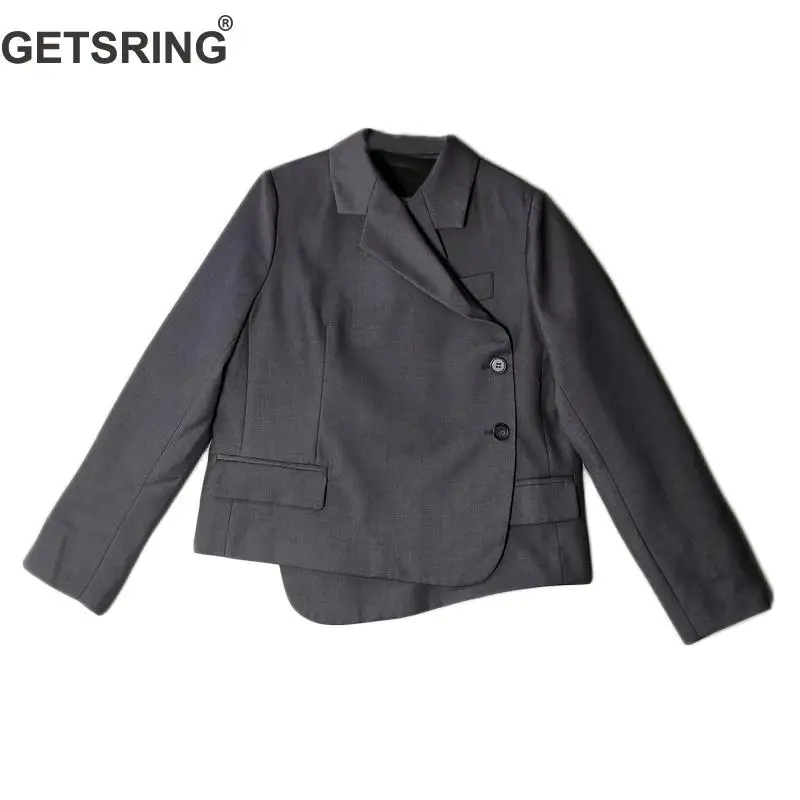 GETSRING, Женское пальто, необычные, одноцветные, блейзеры, для женщин, асимметричный, Повседневный, короткий костюм, пальто,, новая мода, женская одежда, сексуальная