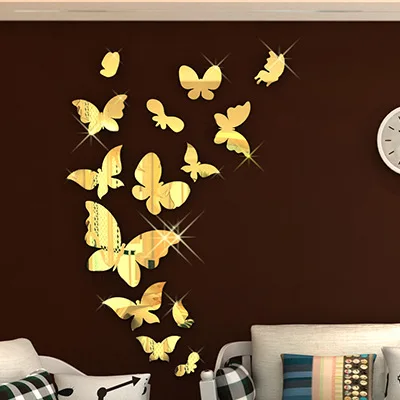 PS mirror wall HuaQiang 3 d acrylic mirror butterfly adornment wall stick crystal mirror