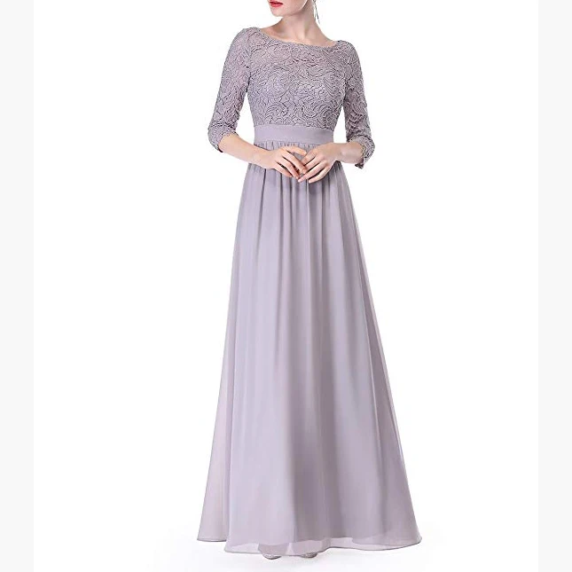 

2019 Women's Long Sleeve Lace With Chiffon Mother Of The Bride Dress Long Plus Size Moeder Van De Bruid Jurken