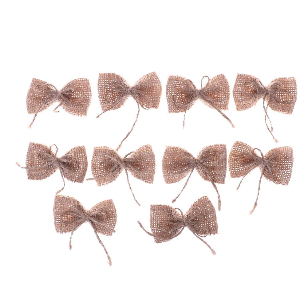 

Hot Trendy 10pcs Natural Jute Burlap Bow Hessian Flower DIY Rustic Jewerly Headwear Craft Christmas Gift Kid Toy For Party