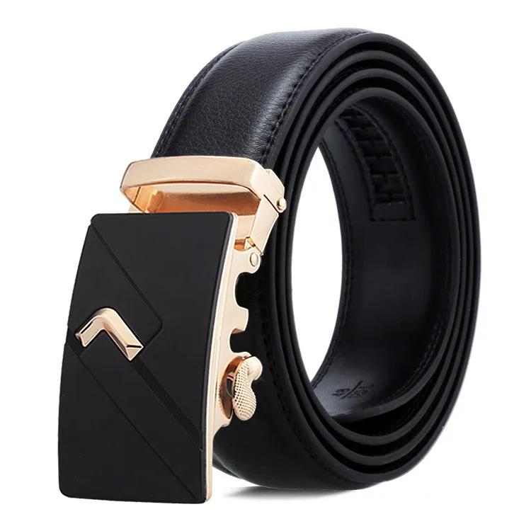 150cm men belt with stainless steel automatic buckle for mens cow real genuine leather luxury quality brand designer belts140cm - Color: Gold E