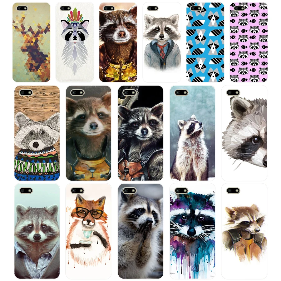 

28G Cute Raccoon TPU Soft Silicone Case For Huawei Honor 7C 7a 5.7 inch 7x 8x 7a 5.45 Y5 2018 Russian version Cover