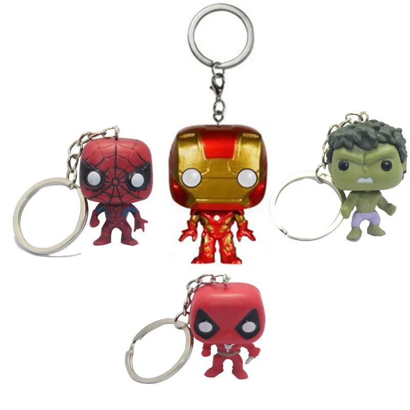 

2019 Marvel Avengers Endgame Super Heroes Iron Man Spiderman Deadpool Hulk Keychain POP Figures Collectible Model Toys