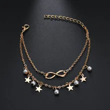 Boho Style Star Anklet Fashion Multilayer Foot Chain Ankle Bracelet for Women Beach Accessories Gift