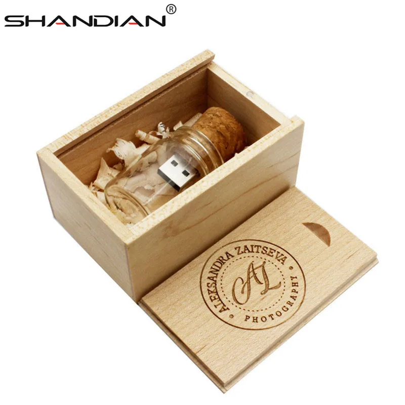 

SHANDIAN new floating bottle pendrive 4GB 8GB 16GB 32GB 64GB glass wish bottles usb flash drive U disk memory Stick wedding gift