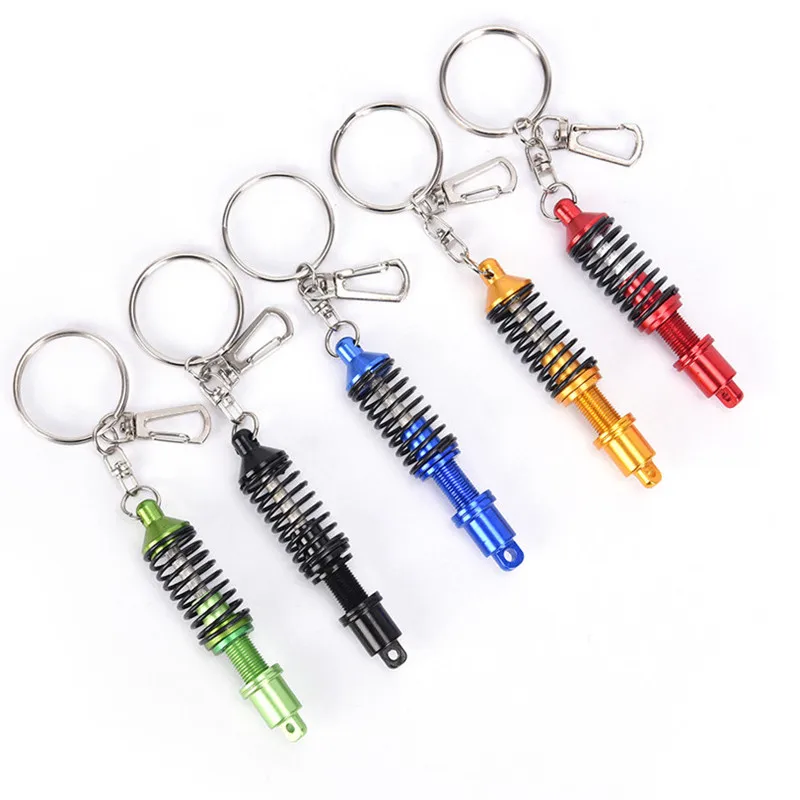 

Car styling 3D Metal Car Key Chain Shock Absorber Keychain Keyring Spring Shock Absorber Motorcycle Turbo Key Rings