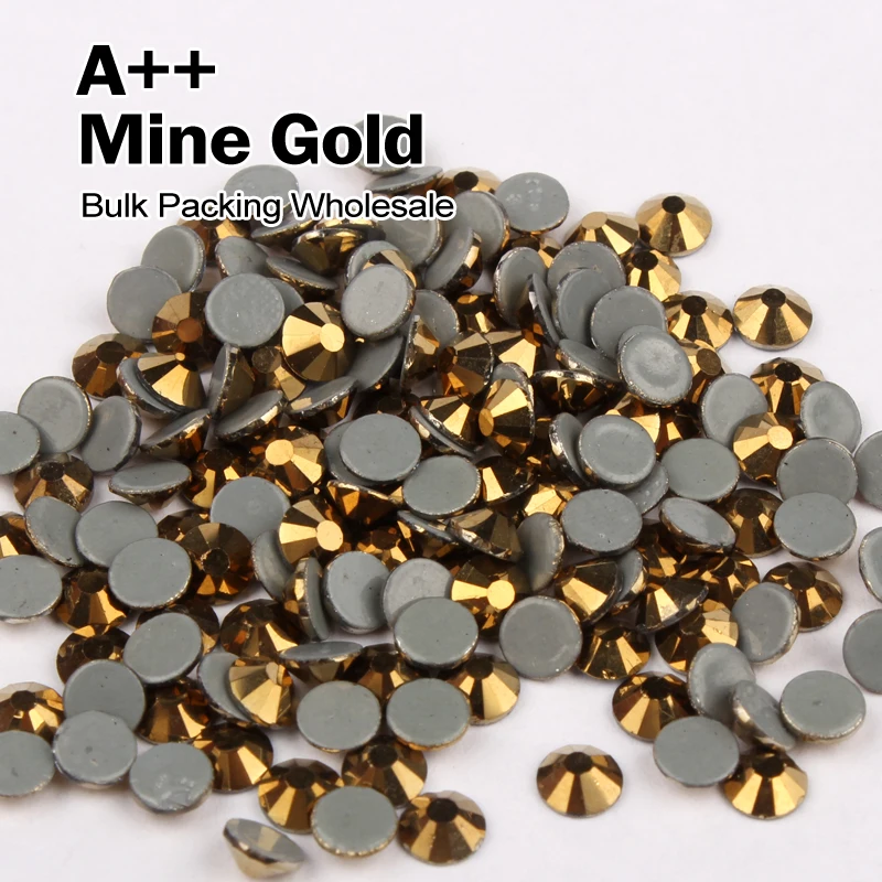 

High quality Similar SWA Hotfix Rhinestones Mine gold SS6-SS30 Bulk Packing Wholesale