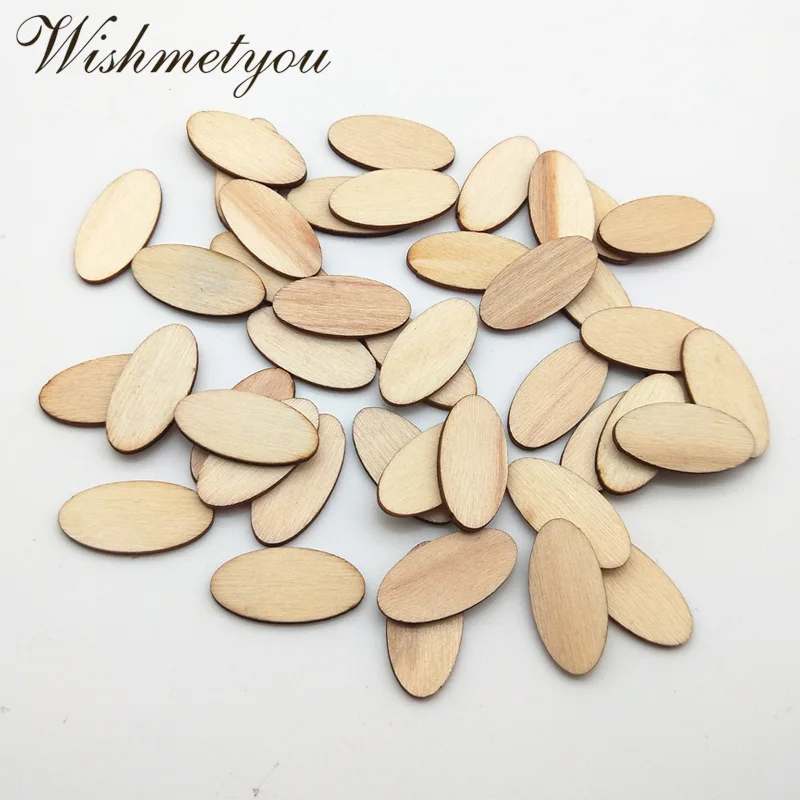 

WISHMETYOU 50pcs Elliptic Natural Wooden Chips Crafts For Handmade Card Diy Pattern Tag Scrapbooking Embellishment Wood Making