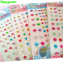 Happyxuan 4 Sheets Crystal Diamond Pearl Stickers for Scrapbooking Rhinestone Self Adhesive Strips DIY Creative Craft