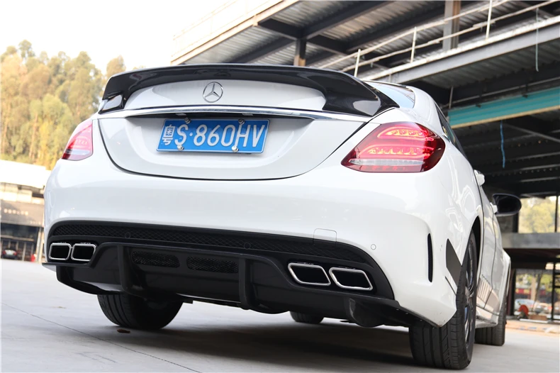 Carbon Fiber Rear Lip Spoiler Diffuser For Mercedes-Benz W205 C Class C63 C180 C200 C260 C300 C450- Bumper Accessories