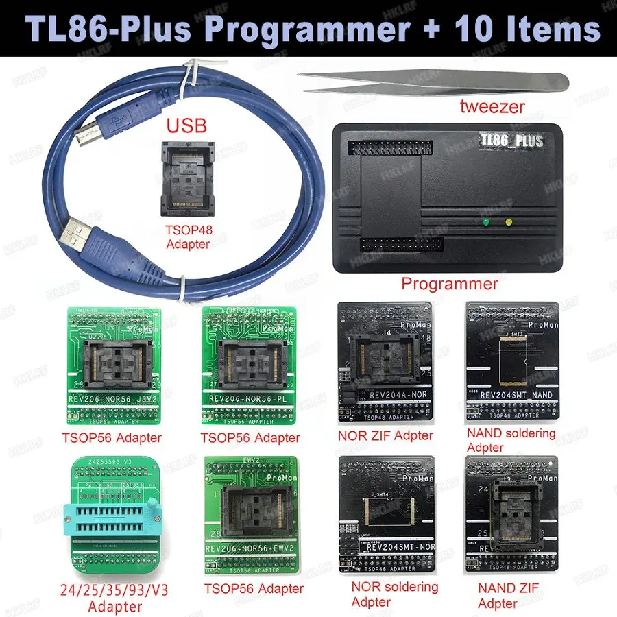 Proman-10 Items ProMan профессиональное Программирование NAND Flash Repair Tool копия NAND NOR TSOP48 адаптер TL86 PLUS программист высокая скорость программирования - Цвет: Proman-10 Items