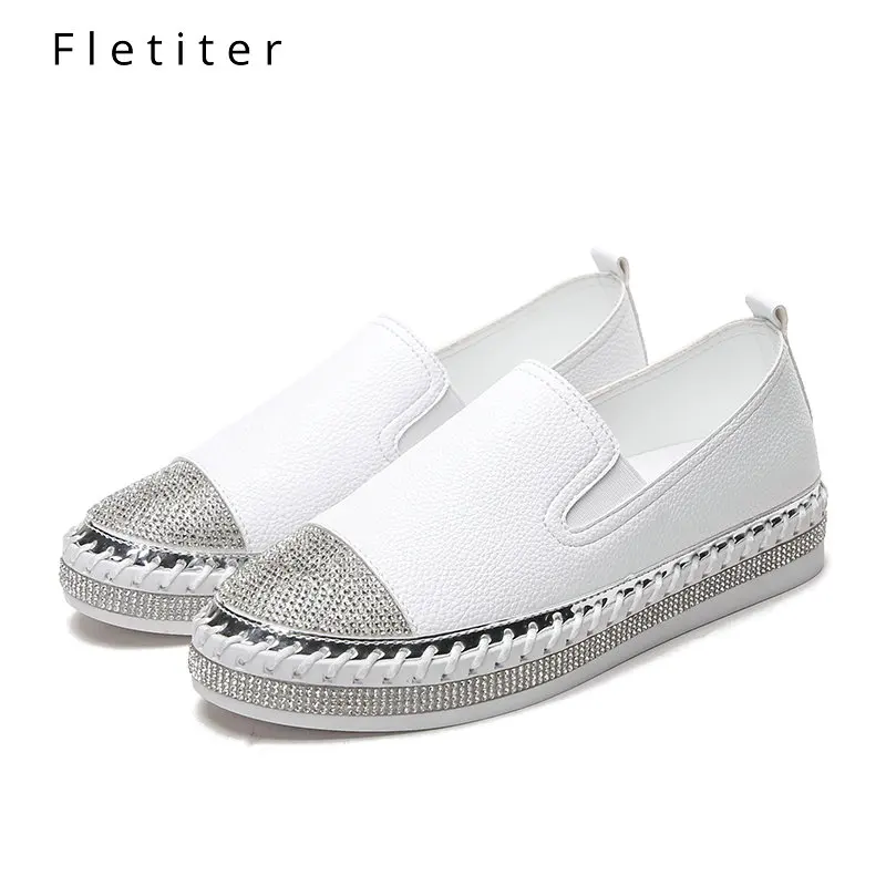 

Loafers Women Shoes 2019 Fashion Espadrilles Ladies Moccasins Shoes Women Crystals Women Loafers Spring Autumn Creepers Fletiter