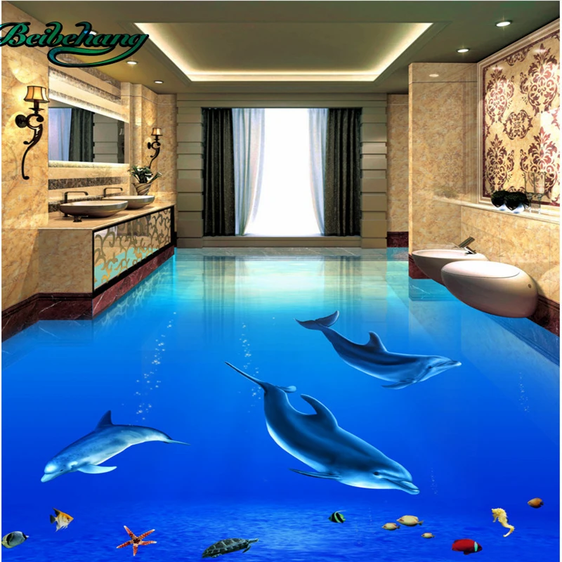 Beibehang Grosse Eigene Tapete Wandbild Asthetische Delphin Unterwasser Welt 3d 3d Badezimmer Boden Fliesen Malerei Tile Painting Floor Tile Paintingcustom Wallpaper Aliexpress