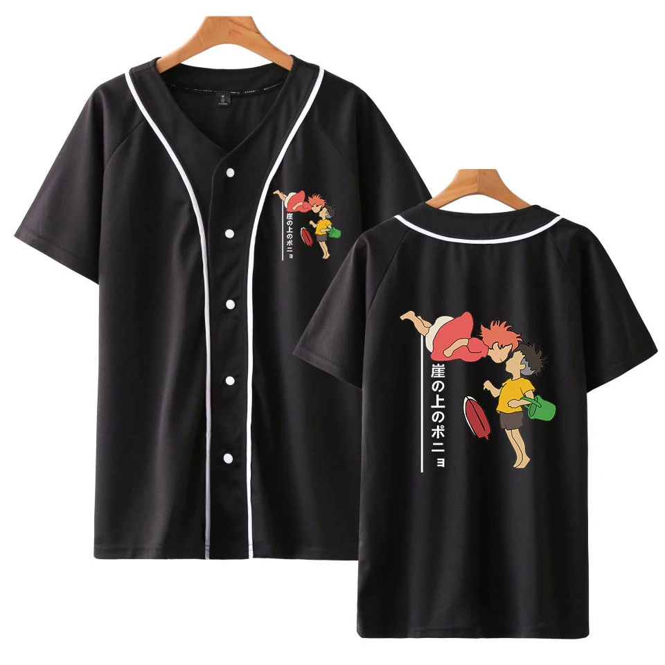 

Ponyo On The Cliff Baseball Men T shirt Off Black And White Kpop Harajuku Summer Breathable Soft Women/Man's T-shirt Top Jersey