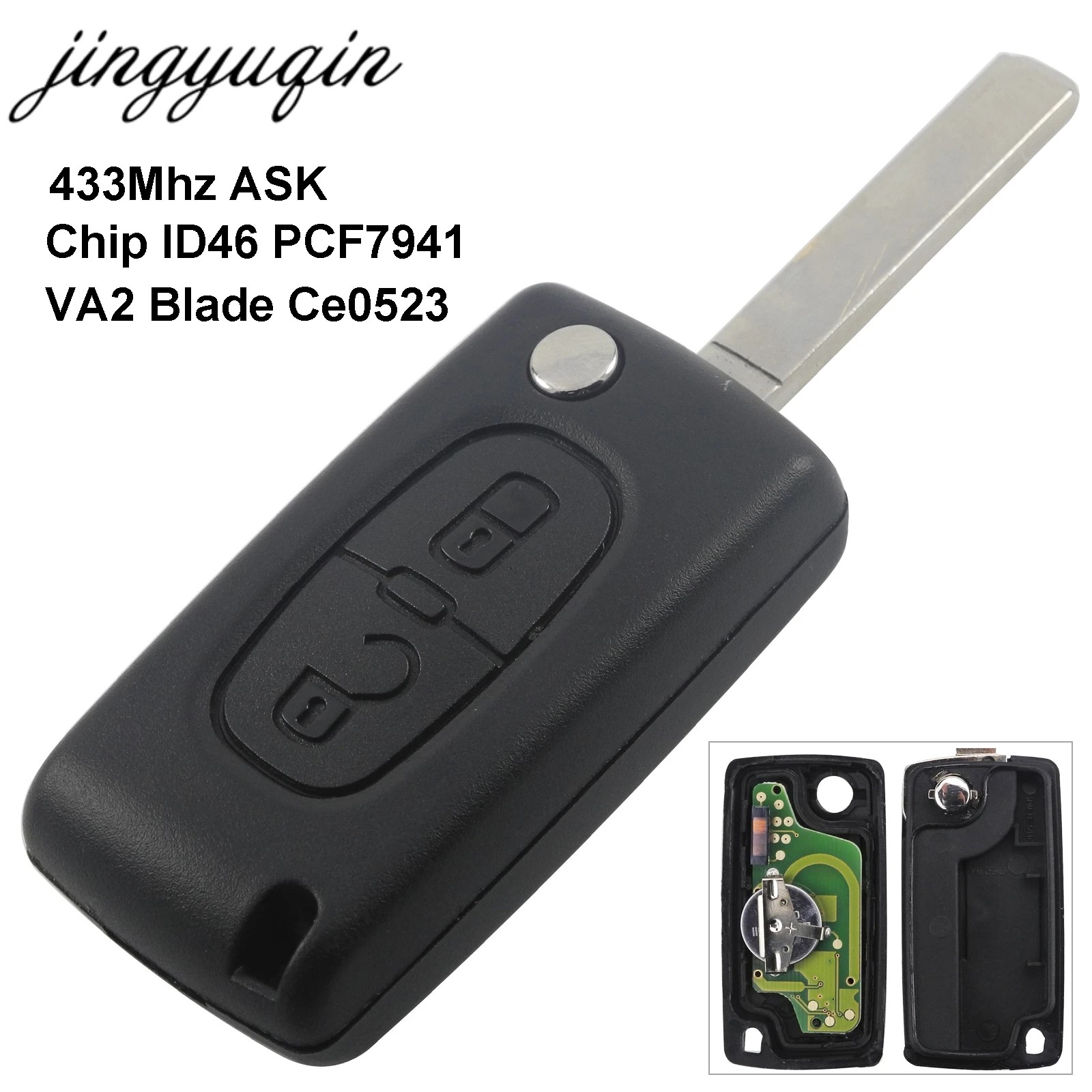 Jingyuqin CE0523 спросить 433 МГц ID46 PCF7941 для Citroen C2 C3 C4 C5 Berlingo Picasso 2 кнопки автомобиля