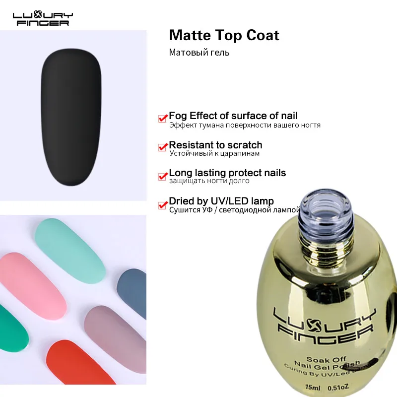 

Luxury Finger Soak Off Matte Top Coat UV Gel Polish Varnish Dumb Frog Rubber Effect High Quality Matt Enamel Dried UV/LED Lamp