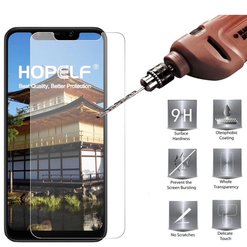 

HOPELF Tempered Glass for Xiaomi Pocophone F1 Screen Protector 9H 2.5D Phone Protective Glass for Xiaomi Pocophone F1 Glass