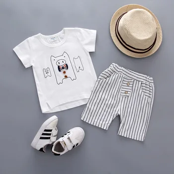 

Babies Clothing Set newborn baby clothing white cartoon Shirt Shorts Suit for bebes Boys sports suit kids Summer clothes outfits