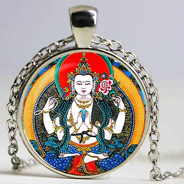 Buddha pendant And necklace, Buddha jewelry. Buddhist pendant. glass