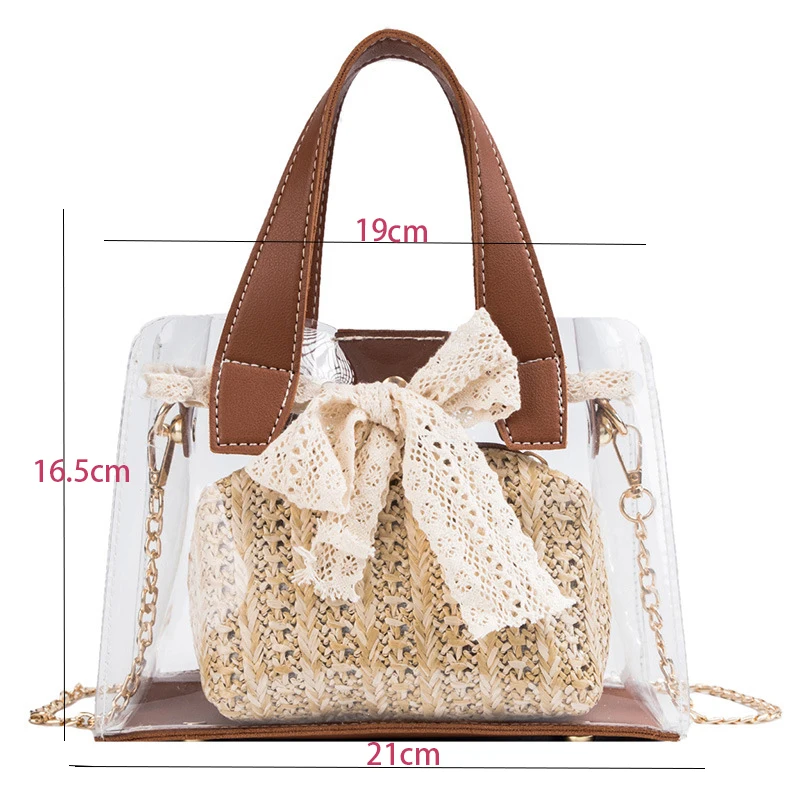 Летняя модная новая сумка высокого качества из ПВХ Прозрачная женская сумка Милая квадратная сумка для телефона с принтом букв сумка на плечо с цепочкой qq134