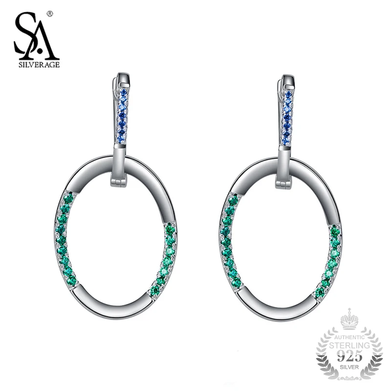 

SA SILVERAGE 925 Sterling Silver Hoop Earrings Circle Earring For Women Female Brincos Pure Silver Jewelry 2018 Best Gift