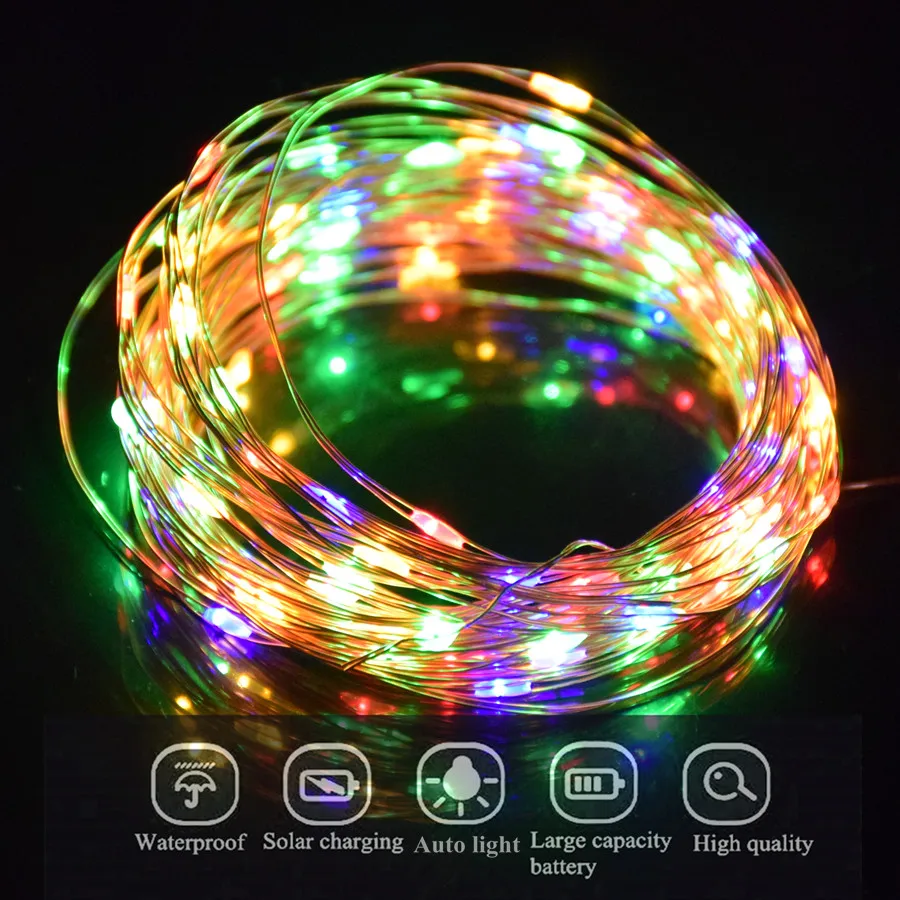 

Solar String Light 100/120/150/200LED Copper Wire String Flasher Fairy Lights Waterproof Light With Solar Panel Party Decoration