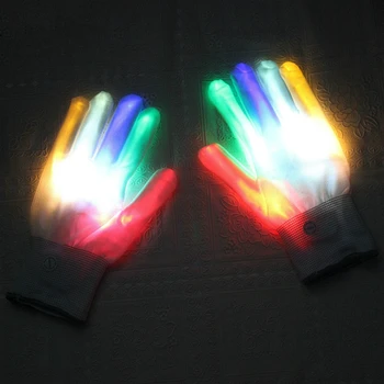 

Make Fun of New Rainbow Led Light Gloves Colorful Flash Magic Gloves Halloween Toy Gloves Entertainment Props DJ Toys