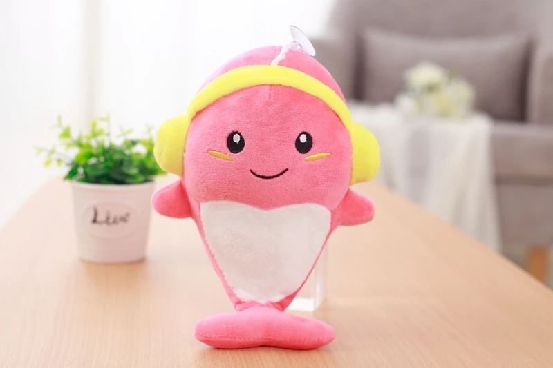 

Plush soty dolphin with earphone mic stuffed dolphin soft animal toy for kis toy