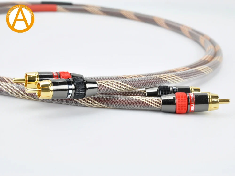 RC01 Hifi RCA Cable Pair 4N OFC RCA Cable Male To Male RCA Cable RCA Interconnect Audio Cable For TV Preamp Amplifier CD Player
