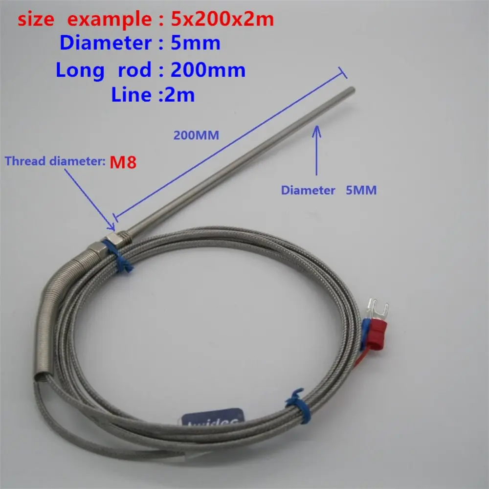 

High-quality Stainless Steel Probe Temperature Controller Sensor K Type Thermocouple Tube with 2m Wire Cable 0-400 C K type