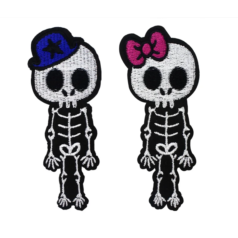 

PUNK CUTE X-rays Skull Skeleton Biker GIRL BOY Patch Rock Goth Emo BOW Sew Iron On Applique Badge Patches For Jacket Backpack