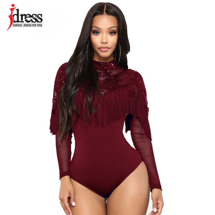 IDress Bodycon Sexy Jumpsuit Overalls Sexy Bodysuit Overalls Long Sleeve Rompers Womens Jumpsuit Combinaison Femme Club Bodysuit (3)