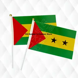 Сан-Томе и Принсипи Ткань флаги 14*21 см с Пластик рук