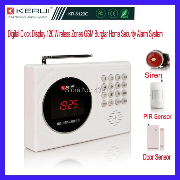 Home Alarm Wireless Digital Clock Display 120 wireless zones GSM