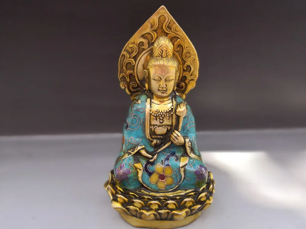 

China Old Copper Cloisonne Buddhism buddha guanyin Bodhisattva statue