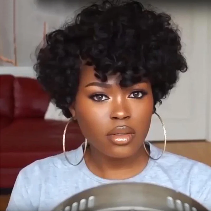 

30cm Short Curly Wig African Brazilian Synthetic Lace Wig For Black Women Wave Heat Resistant Hair Extension With Hairnet
