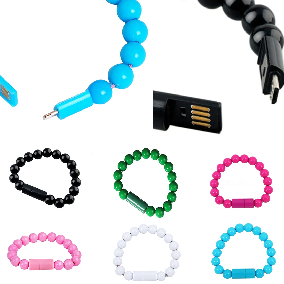 Etmakit USB Cable Beads Bracelet Sync Data Phone Charging for Samsung