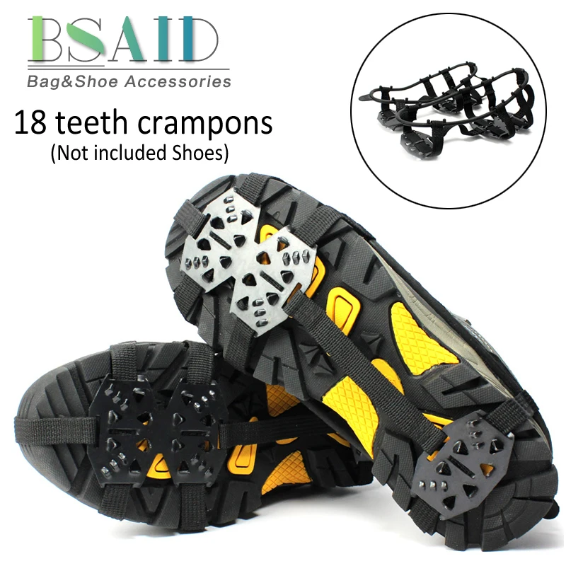 BSAID Non slip Crampons Ice Gripper 18 Teeth Spike Grips Cleats Ice